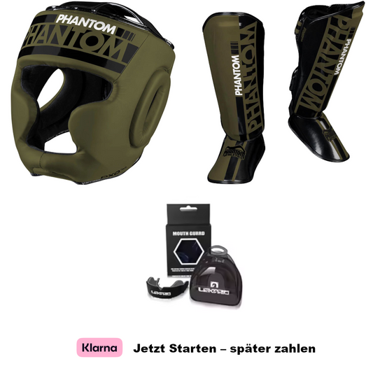 Phantom Athletics Apex Hybrid Set - Kopfschutz, Schienbeinschutz + Mundschutz