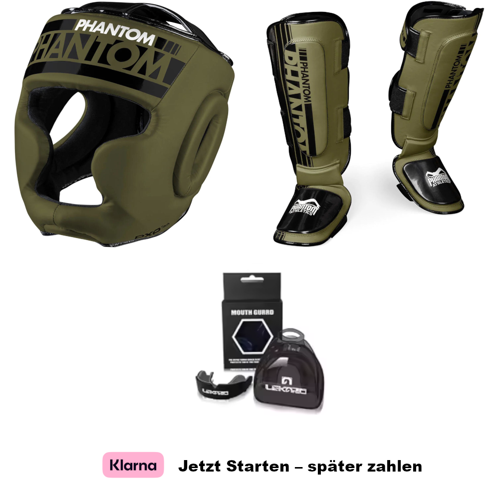 Phantom Athletics Apex Hybrid Set - Kopfschutz, Schienbeinschutz + Mundschutz
