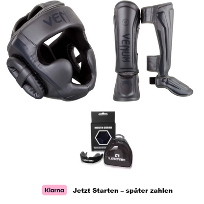 Venum Elite Pro Set - Kopfschutz, Schienbeinschutz + Mundschutz