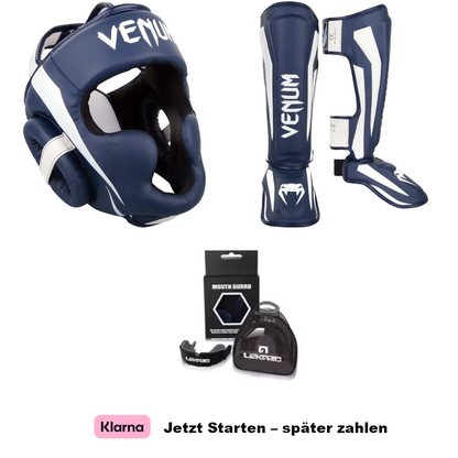 Venum Elite Pro Set - Kopfschutz, Schienbeinschutz + Mundschutz
